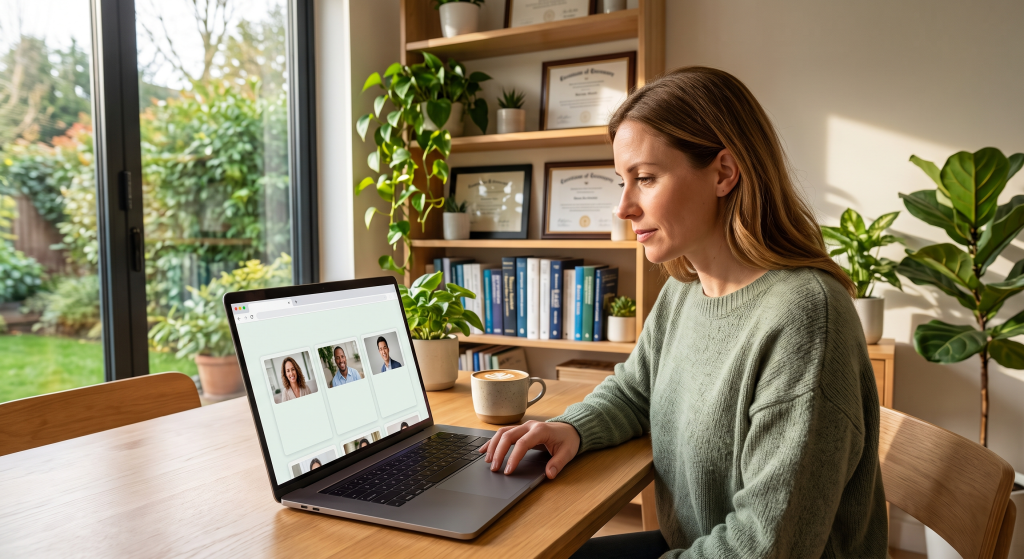 Person researching how to find a qualified divorce counselor online